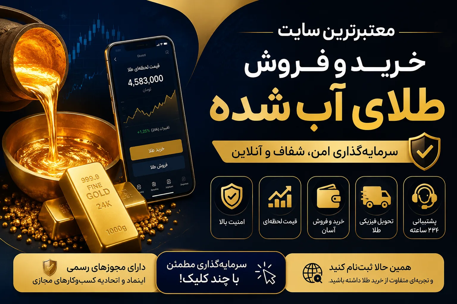 خرید طلای آب شده با کمترین کارمزد ممکن